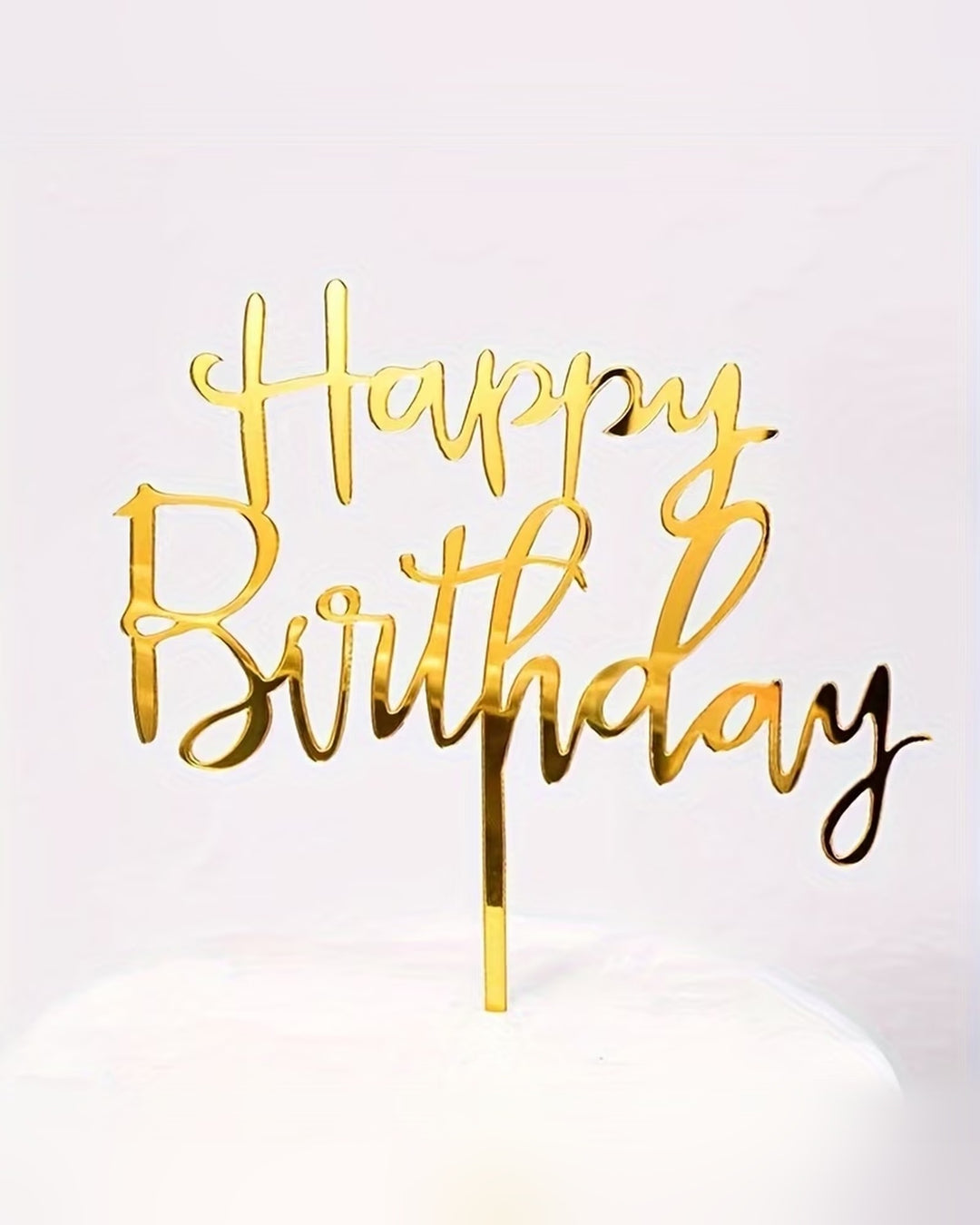 Gold acrylic Happy Birthday cake topper