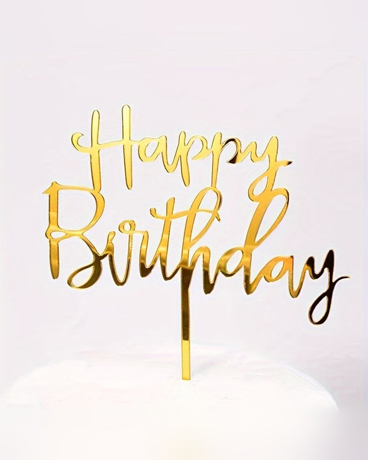 Gold acrylic Happy Birthday cake topper