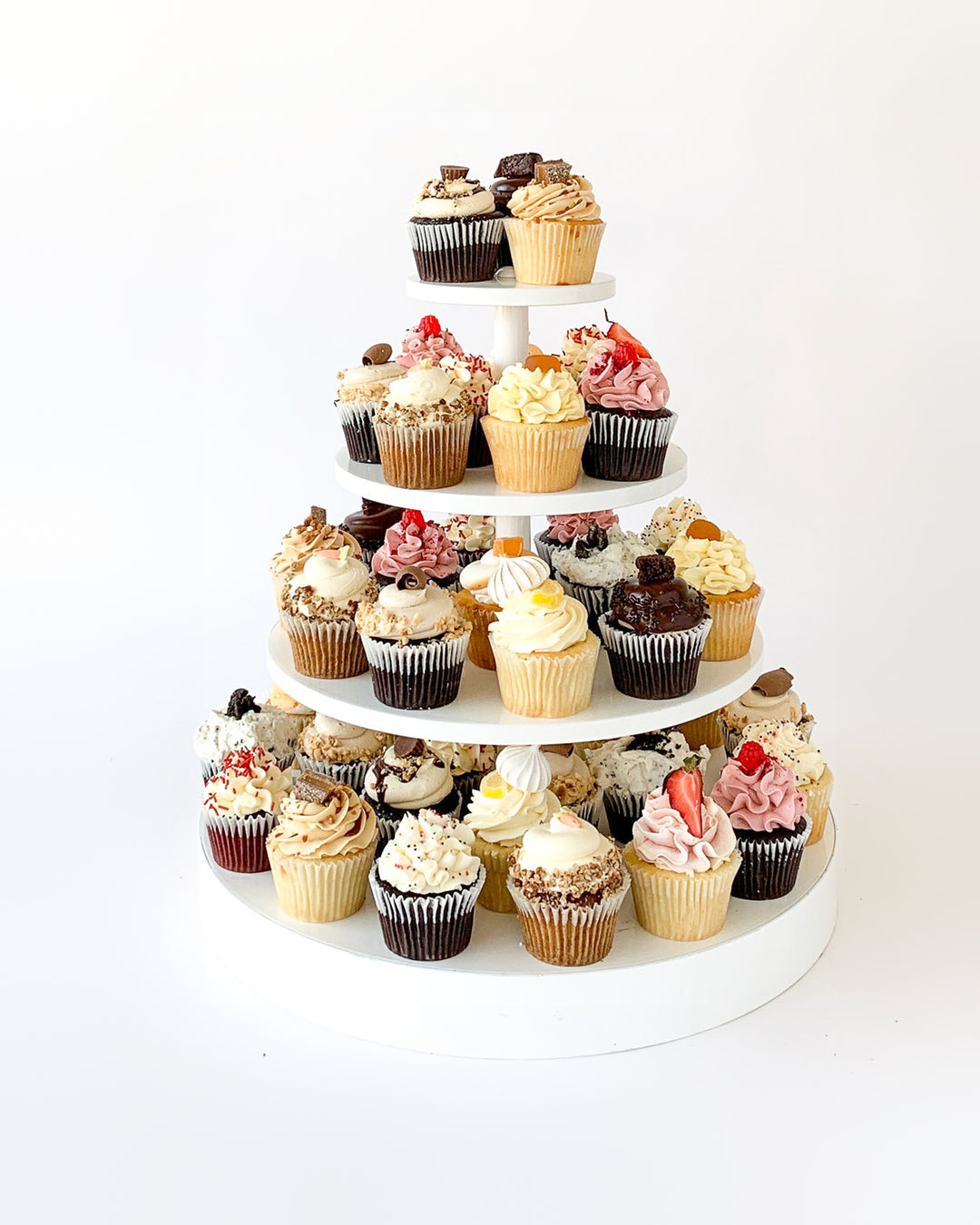 Assorted cupcake tower with a mix of flavours for a party or wedding, by Bobbette & Belle