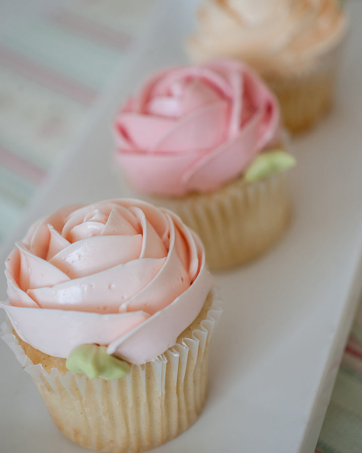 Buttercream Rose Cupcake Favour by Bobbette & Belle with a hand-piped rose