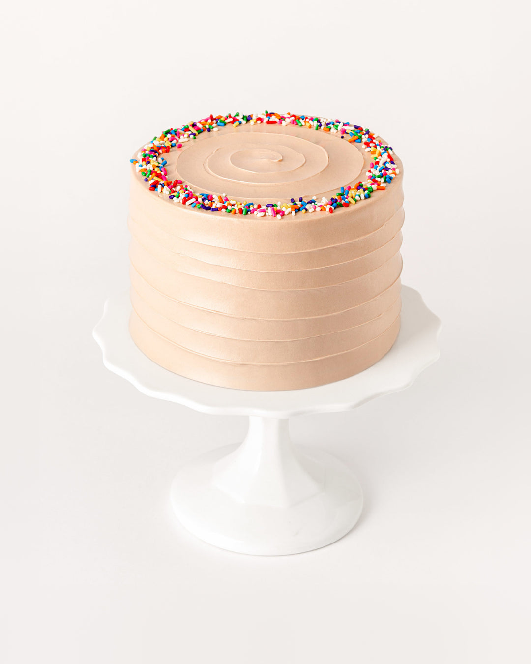 Classic chocolate sprinkles cake with chocolate buttercream and rainbow sprinkles
