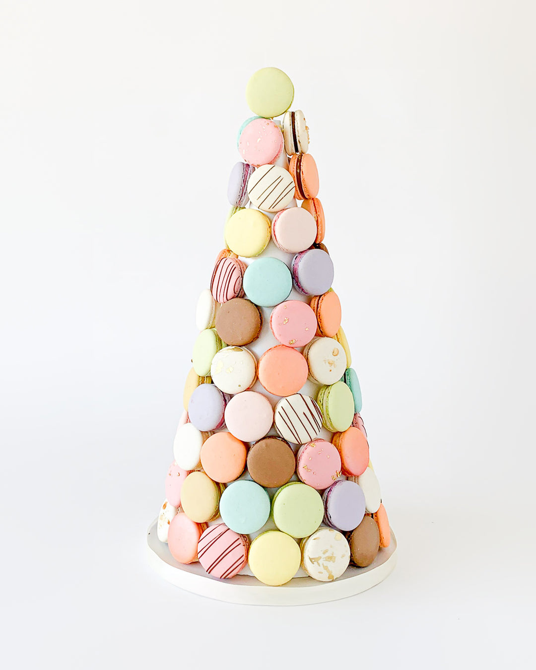 French macaron tower in pastel colours for a wedding or event, by Bobbette & Belle