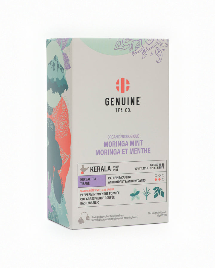 Genuine Tea Organic Moringa Mint loose tea box