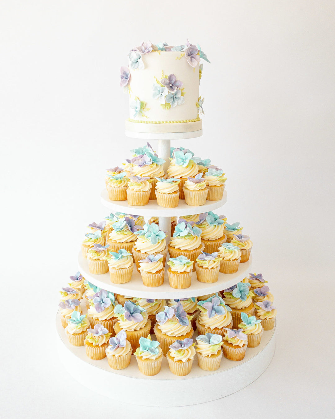 Sugar Hydrangea Cupcake Tower