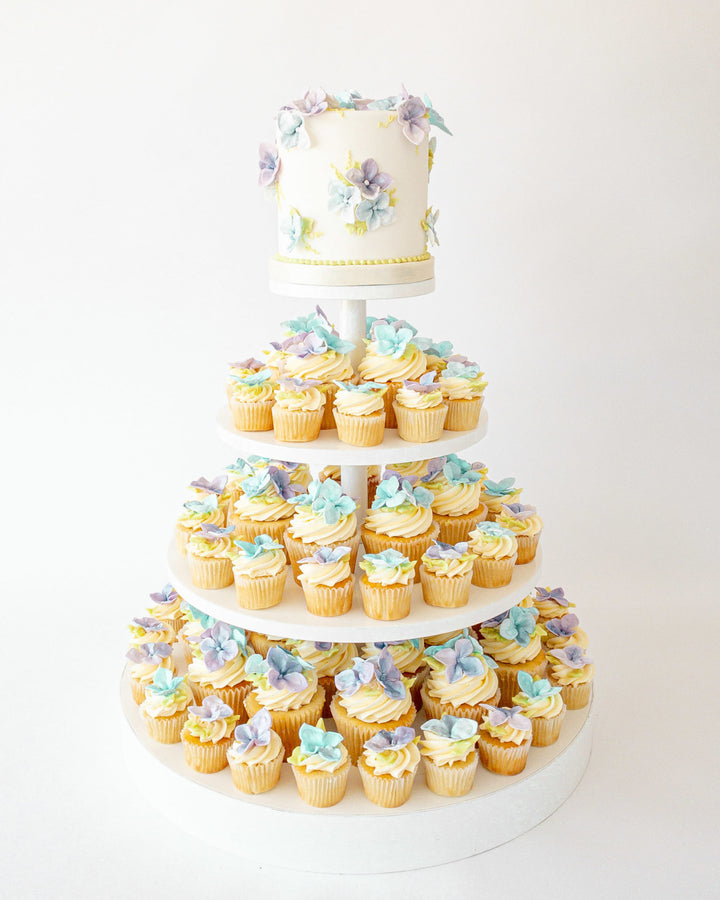 Sugar Hydrangea Cupcake Tower