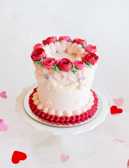 Rose Romance Cake – 4″ Valentine’s Cake for Two